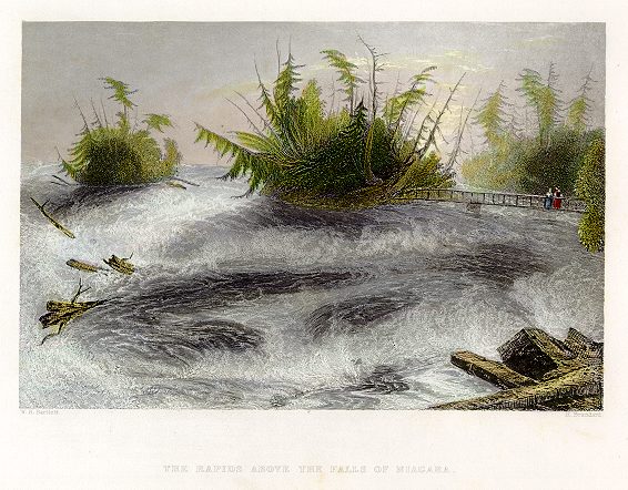 USA (New York), Niagara, rapids above the Falls, 1840