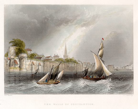 Hampshire, Walls of Southampton, Findens, c1842