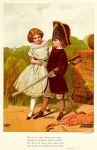 Children play acting, Fields & Woodlands chromolithograph, 1873