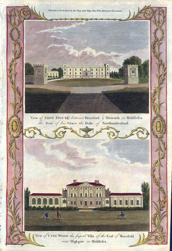 Middlesex, Sion House & Cane Wood at Highgate, 1784