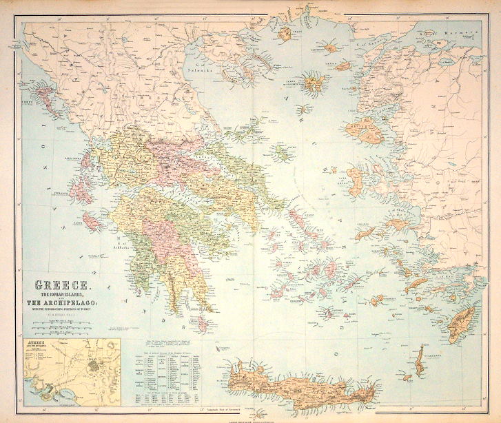 Greece, large map, 1867