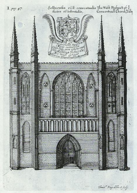 Yorkshire, Selby Abbey west prospect, Daniel King, 1673 / 1718