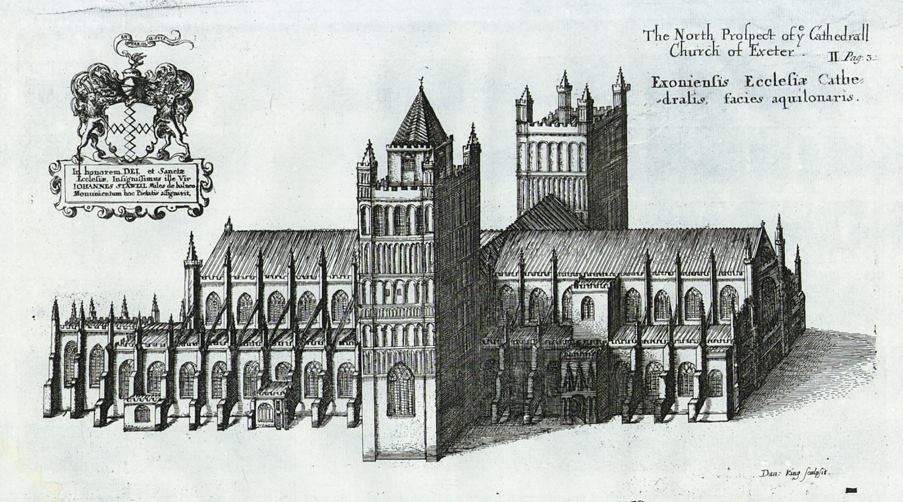 Devon, Exeter Cathedral north prospect, Daniel King, 1673 / 1718