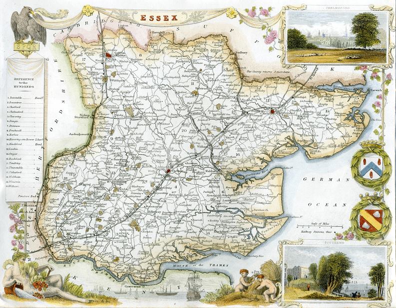 Essex, Moule map, 1850