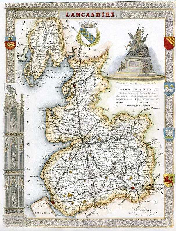 Lancashire, Moule map, 1850