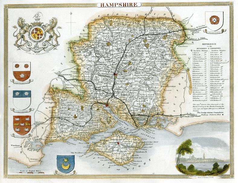 Hampshire, Moule map, 1850