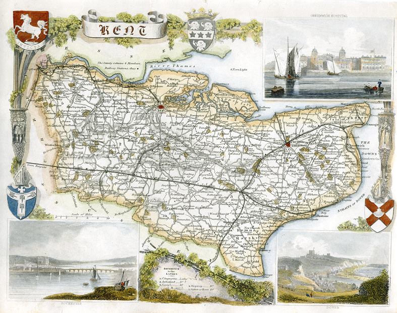 Kent, Moule map, 1850