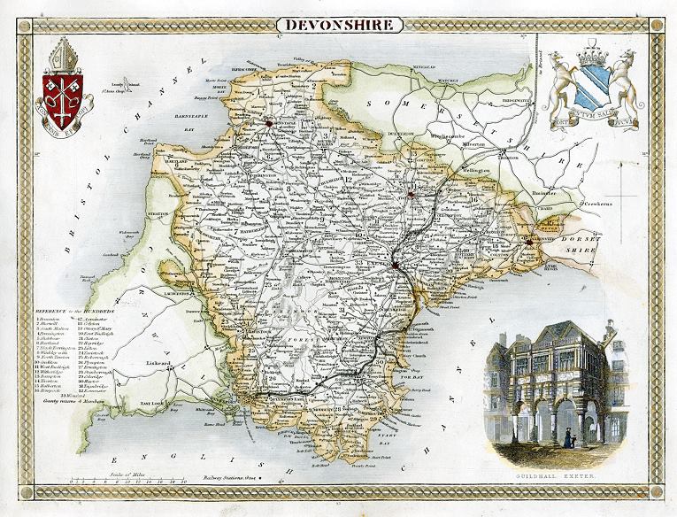 Devonshire, Moule map, 1850