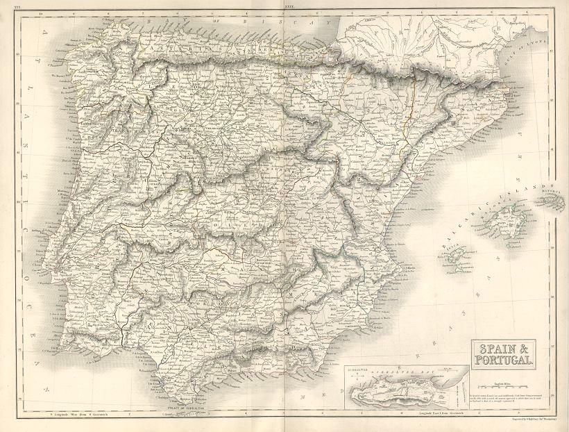 Spain & Portugal (large map), 1846