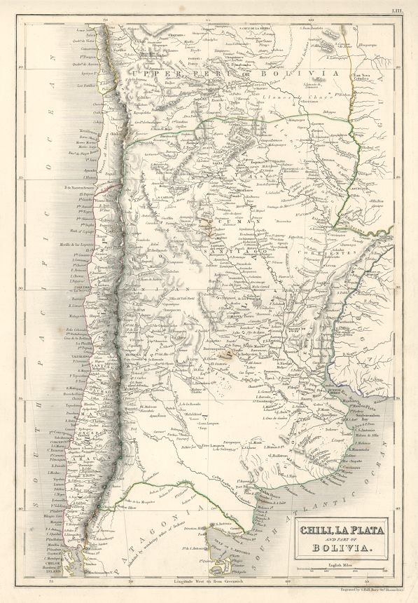 South America, Chili, La Plata & Part of Bolivia, 1846