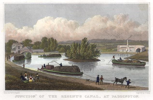 London, Junction of the Regent's Canal at Paddington, 1828