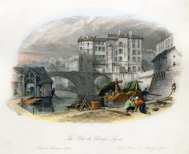 France, Lyons, Pont du Change, 1845