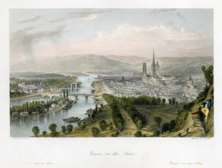 France, Rouen on the Seine, 1845
