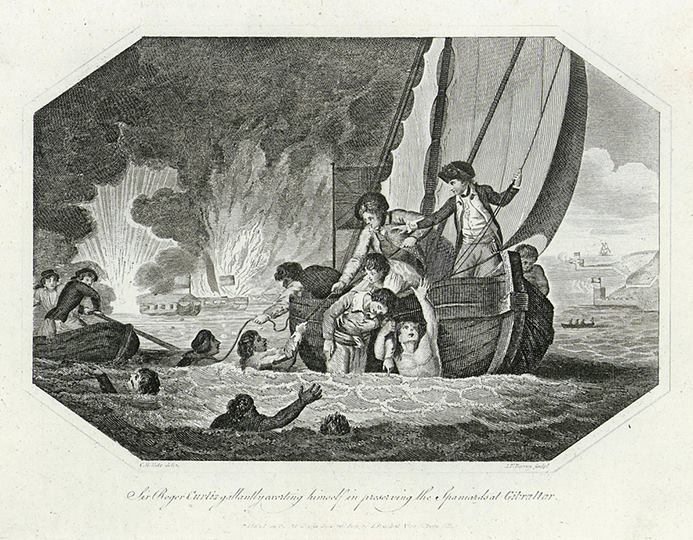 Sir Roger Curtis saving Spaniards at Gibraltar in 1782, published 1808