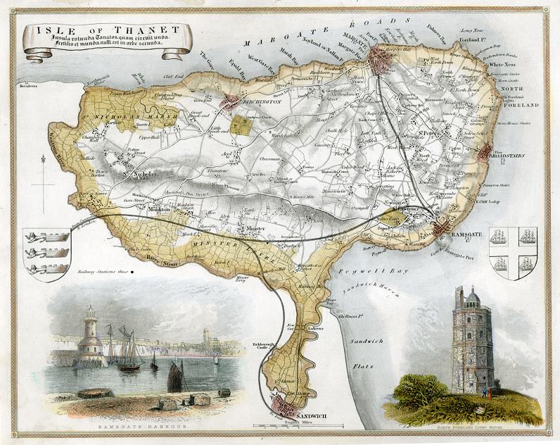 Kent, Isle of Thanet, Moule map, 1850