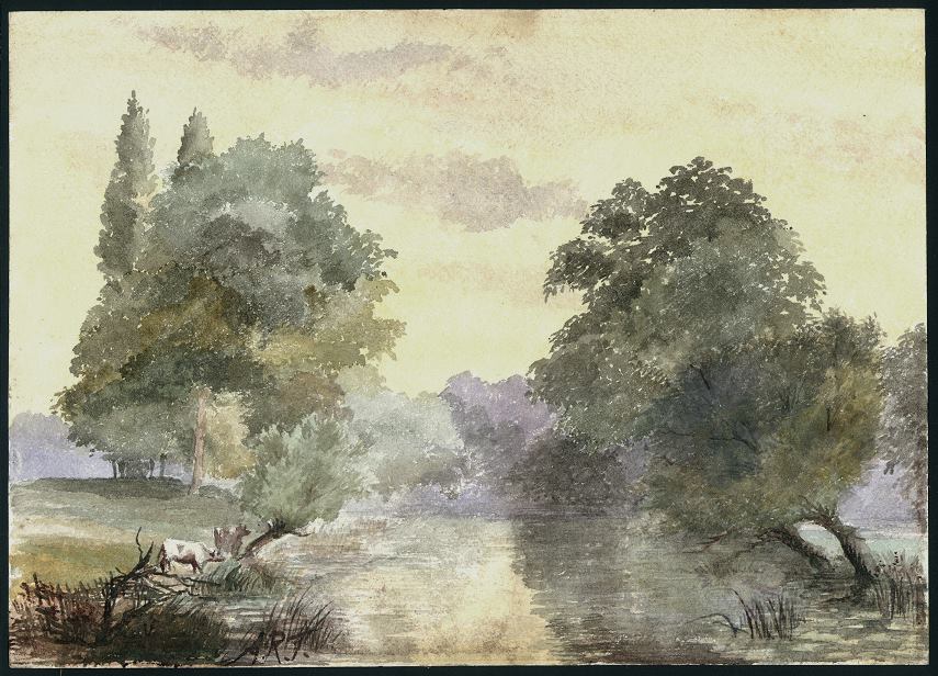 Watercolour, English Country Scene, about 1870