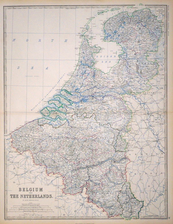 Belgium & The Netherlands, large map, 1861