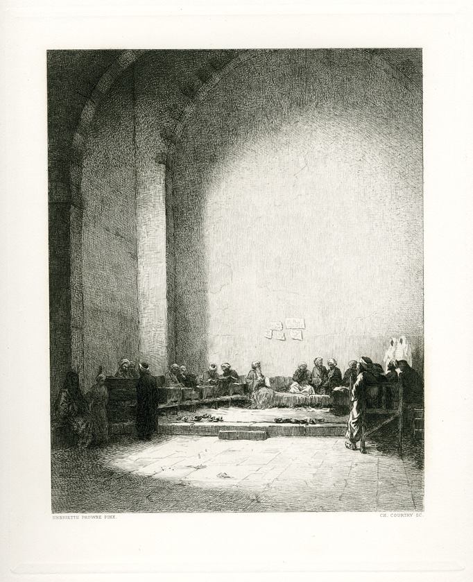 'A Court of Justice at Damascus', etching after Henriette Browne, 1876