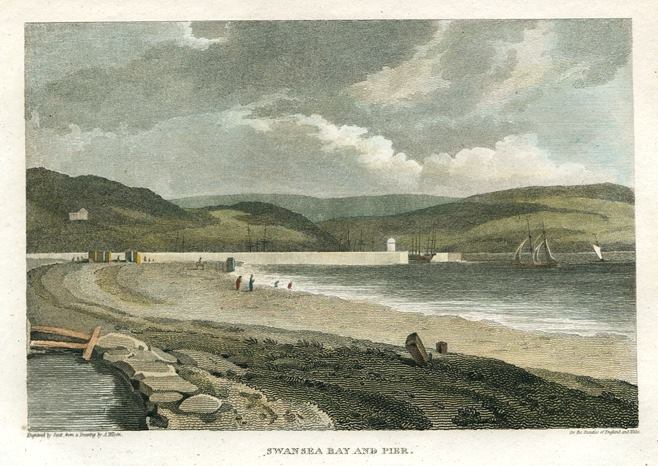 Wales, Swansea Bay and Pier, 1812