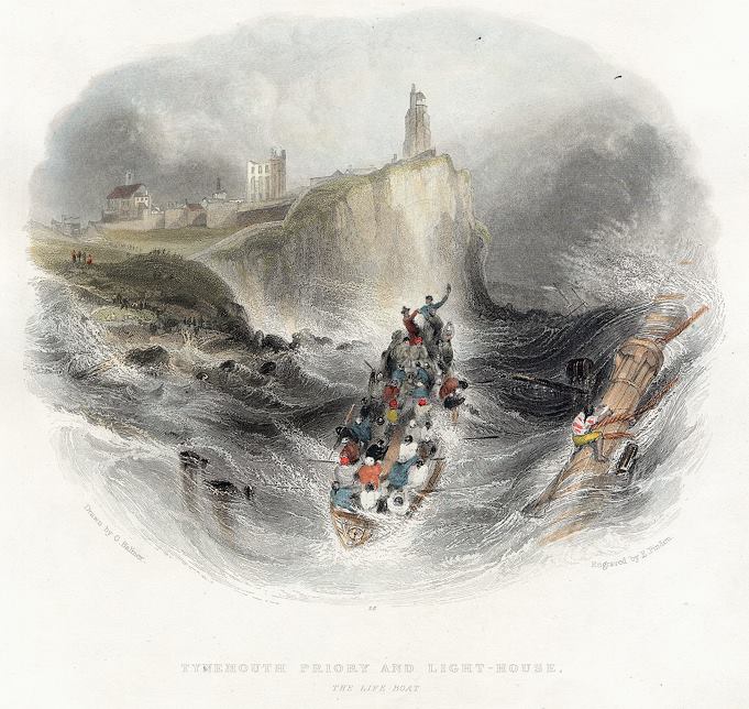 Northumberland, Tynemouth Priory & Lighthouse, 1841