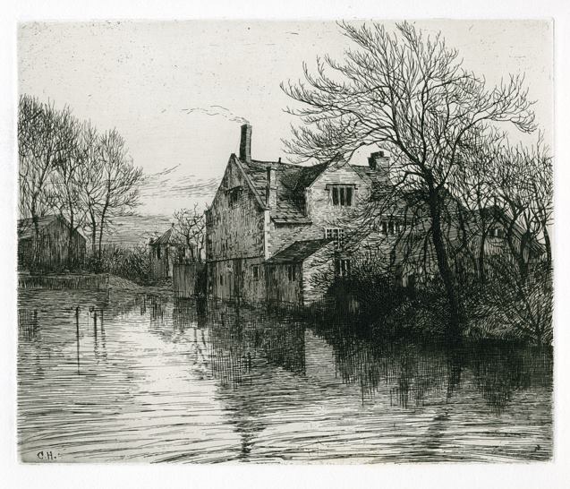 'An Old English Mansion', etching by G.Howard, 1876