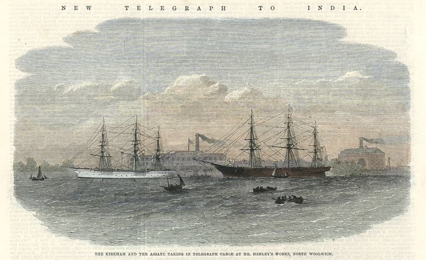 London, Telegraph cable-laying ships at Woolwich, 1865