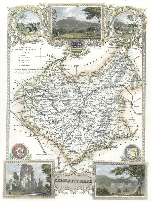 Leicestershire, Moule map, 1850