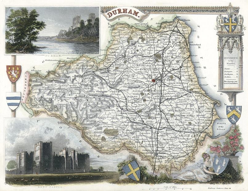 Durham, Moule map, 1850