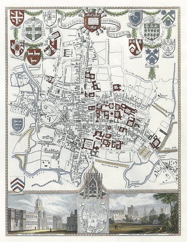 Oxford city plan, Moule map, 1850