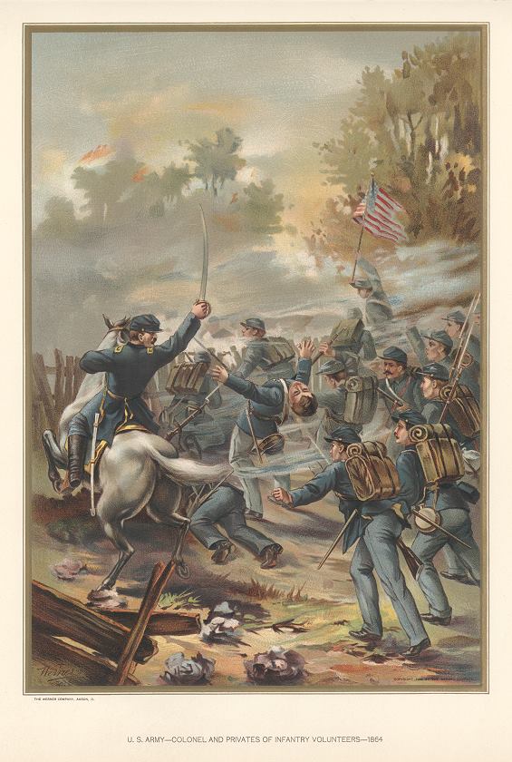 United States Army, Colonel & Privates of Infantry Voluntees in 1864, published 1899