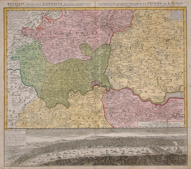 London and environs by Homann, 1741