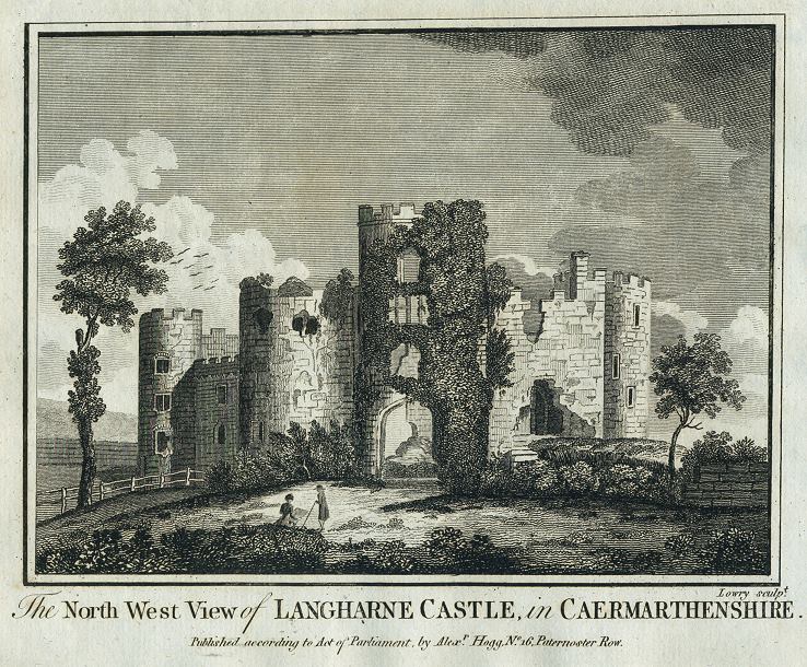 Wales, Langharne Castle in Carmarthenshire, 1786