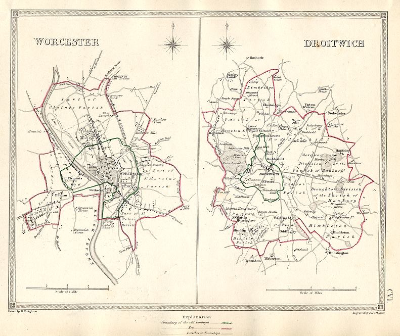 Worcestershire, Worcester & Droitwich borough plans, 1835