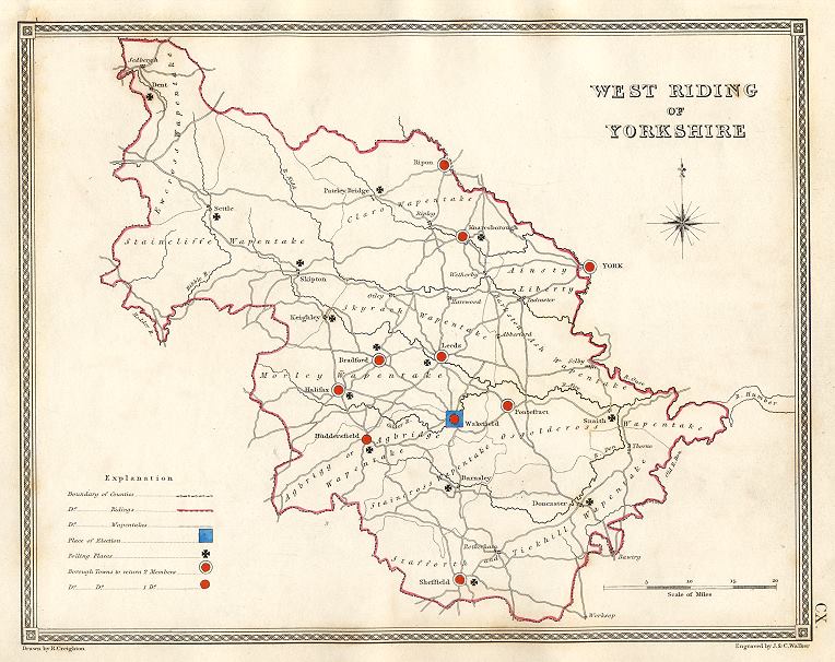 Yorkshire, West Riding election map, 1835