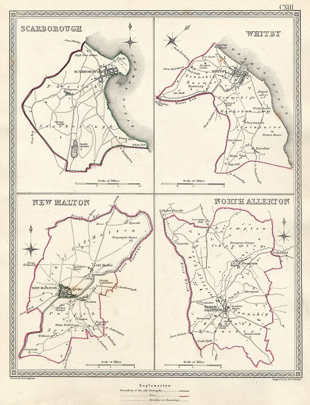 Yorkshire, Scarborough, Whitby, New Malton & North Allerton borough plans, 1835