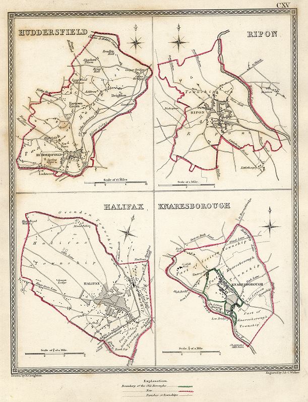 Yorkshire, Huddersfield, Ripon, Halifax and Knaresborough borough plans, 1835