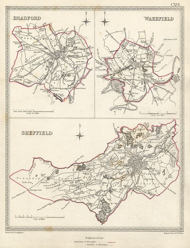 Yorkshire, Bradford, Wakefield & Sheffield borough plans, 1835