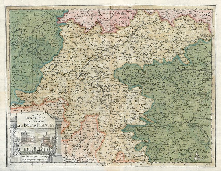 France, Paris region, by Guillaume de L'Isle, about 1740