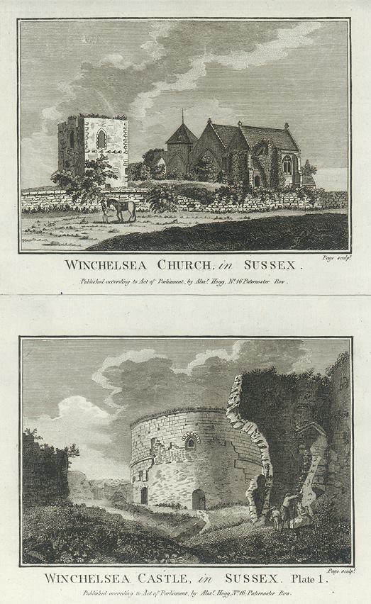 Sussex, Winchelsea Church & Castle, 1786