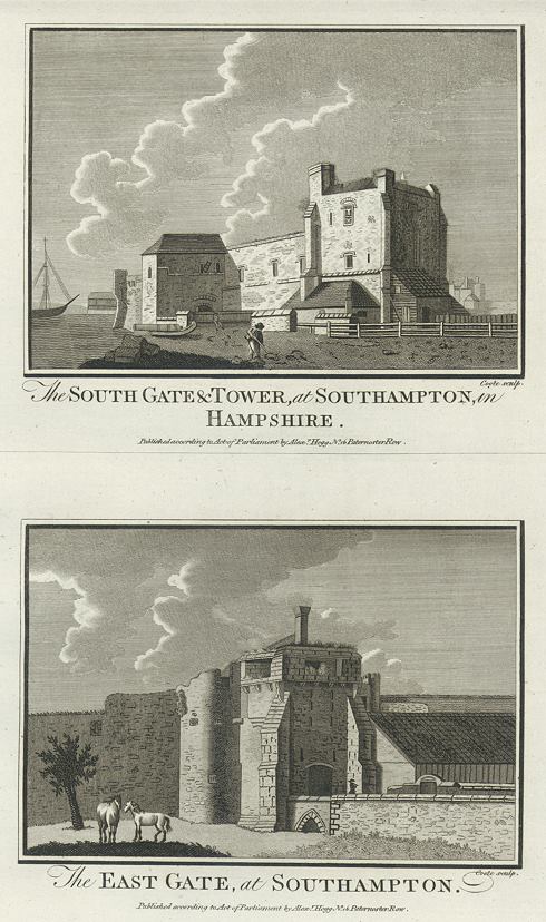 Hampshire, South Gate & East Gate at Southampton, 1786