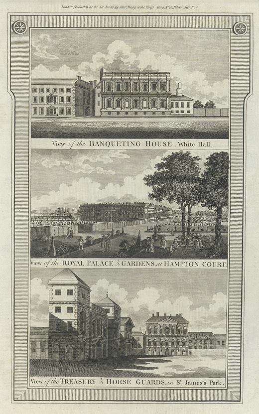 London - Banqueting House, Hampton Court & Treasury and Horse Guards, 1790