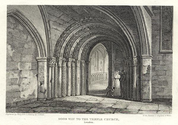 London, Entrance to the Temple Church, 1815