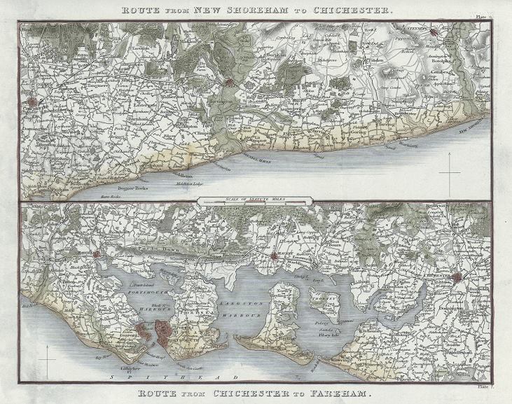 Sussex & Hampshire route map, 1824