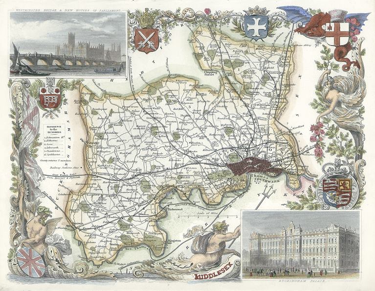 Middlesex, Moule map, 1850