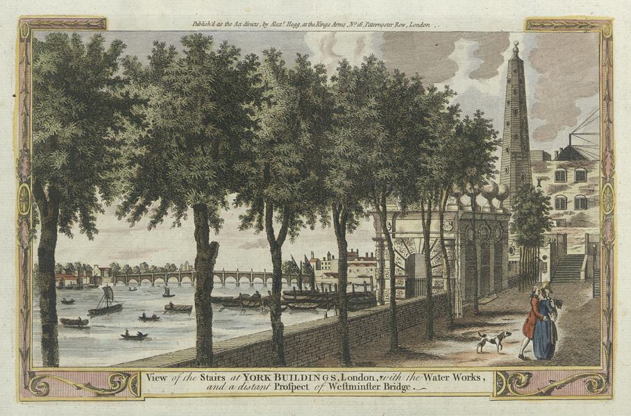 London, York Buildings and Westminster Bridge, 1786