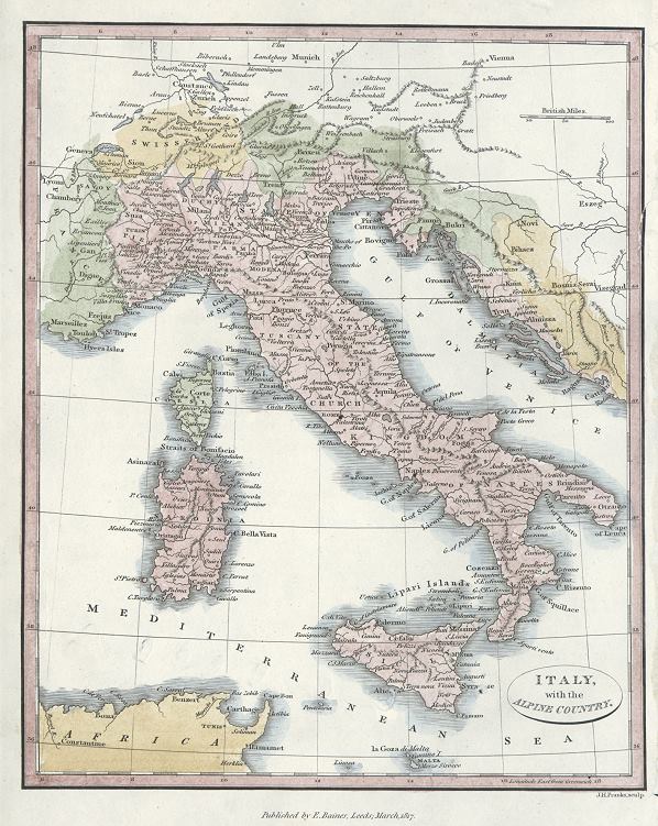 Italy map, 1817