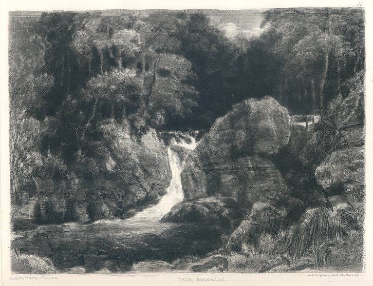 Wales, view near Dolgelly, F.C.Lewis etching, 1845