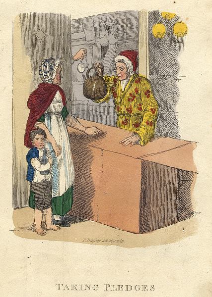 Taking Pledges, (pawnbroker), Richard Dagley caricature, 1821