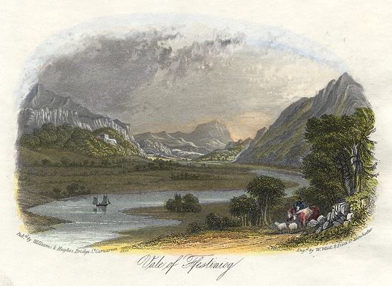 Wales, Vale of Ffestiniog, letterhead steel engraving, 1850