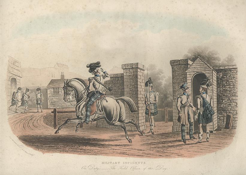 Military Incidents - On Duty, Field Officer of the Day, aquatint, 1845